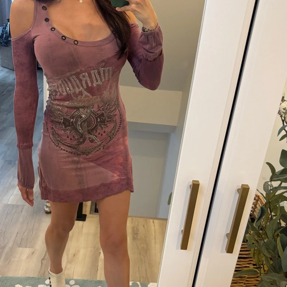 Salvage Cold Shoulder Mini Dress in Mauve - Picture 6 of 16